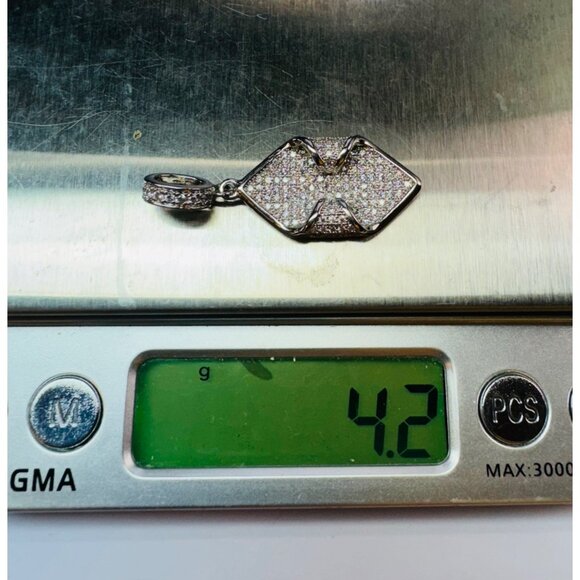 Brand New Sterling Silver 925 Micro Pave White Crystal Pendant Sparkling Design - Picture 8 of 9